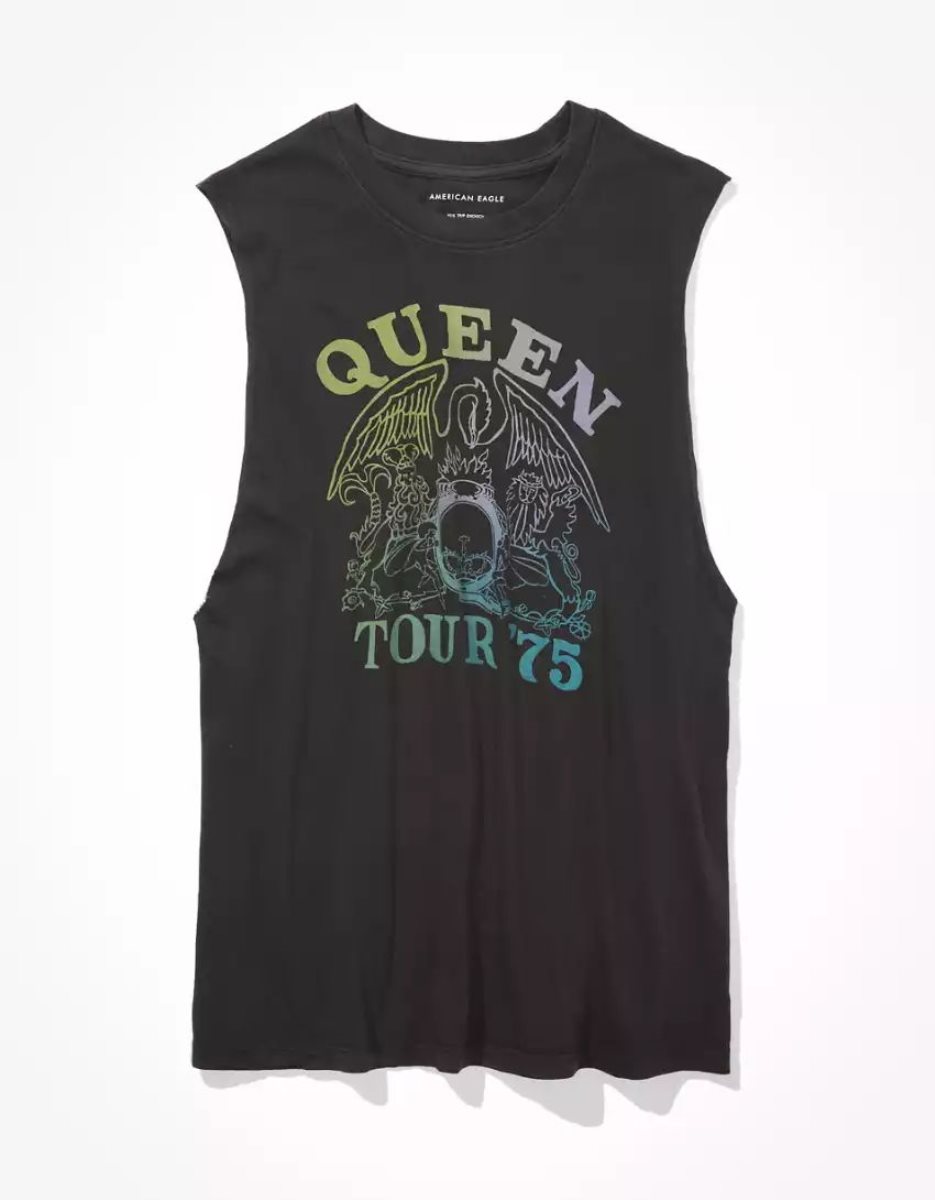 T Shirt Graphique American Eagle AE Queen Cutoff Tank Top Grise Femme | HGI-40730750